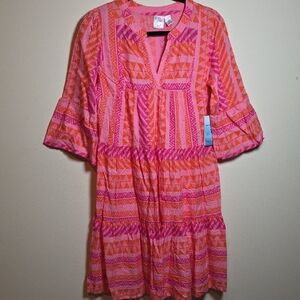 Japna Pink and Orange Patterned Dress/Cover-up. Size Small.